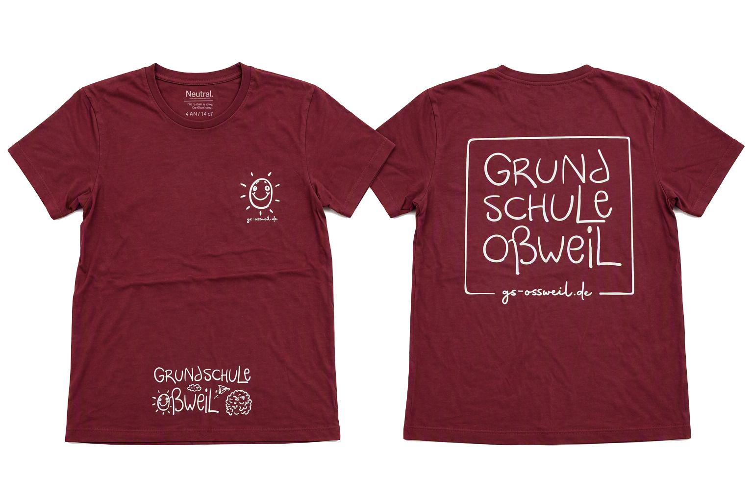 T Shirt Grundschule Ossweil Weinrot
